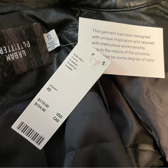 UO Snoh Faux Leather Metallic Moto Jacket XS BNWT - Picture 9 of 10